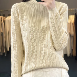 Cashmere knitted half high collar pullover long sleeved Boutique sweater - Image 18