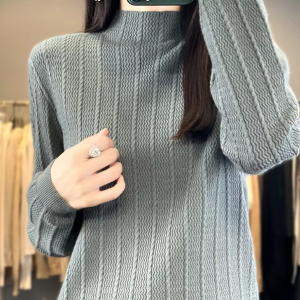 Cashmere knitted half high collar pullover long sleeved Boutique sweater - Image 8
