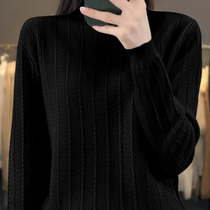Cashmere knitted half high collar pullover long sleeved Boutique sweater - Image 6