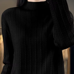 Cashmere knitted half high collar pullover long sleeved Boutique sweater - Image 5