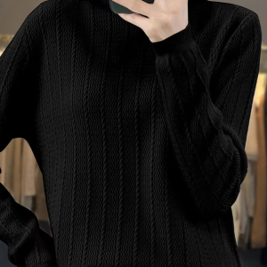Cashmere knitted half high collar pullover long sleeved Boutique sweater - Image 4