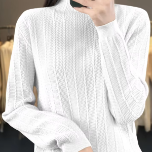 Cashmere knitted half high collar pullover long sleeved Boutique sweater - Image 3