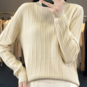 Cashmere knitted half high collar pullover long sleeved Boutique sweater - Image 16