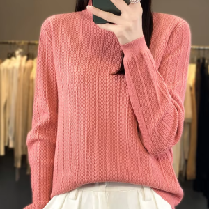Cashmere knitted half high collar pullover long sleeved Boutique sweater - Image 15