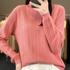 Cashmere knitted half high collar pullover long sleeved Boutique sweater - Image 13