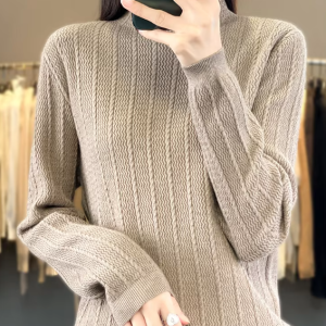 Cashmere knitted half high collar pullover long sleeved Boutique sweater - Image 12