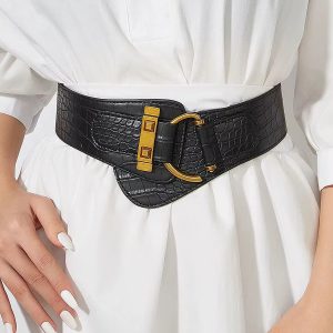 Casual Button-Up PU Leather Everyday Wear Elastic Waist Belt - Image 2
