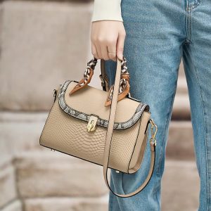Casual Solid Cow Leather Slot Pocket Luxurious Handbag Tote Bags - Image 3