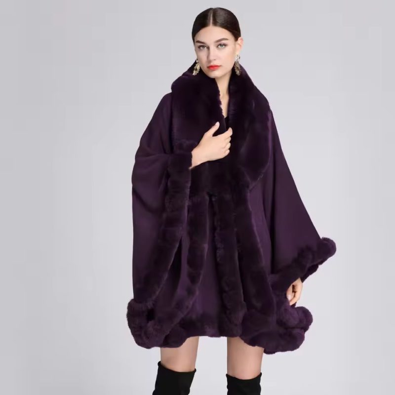 Classic Rex Rabbit Faux Fur Cashmere Feel Warm Wrap Shawl - Image 3