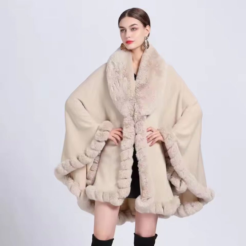 Classic Rex Rabbit Faux Fur Cashmere Feel Warm Wrap Shawl - Image 7