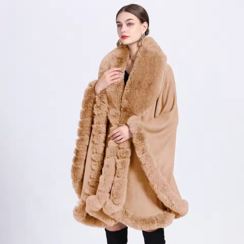 Classic Rex Rabbit Faux Fur Cashmere Feel Warm Wrap Shawl - Image 13