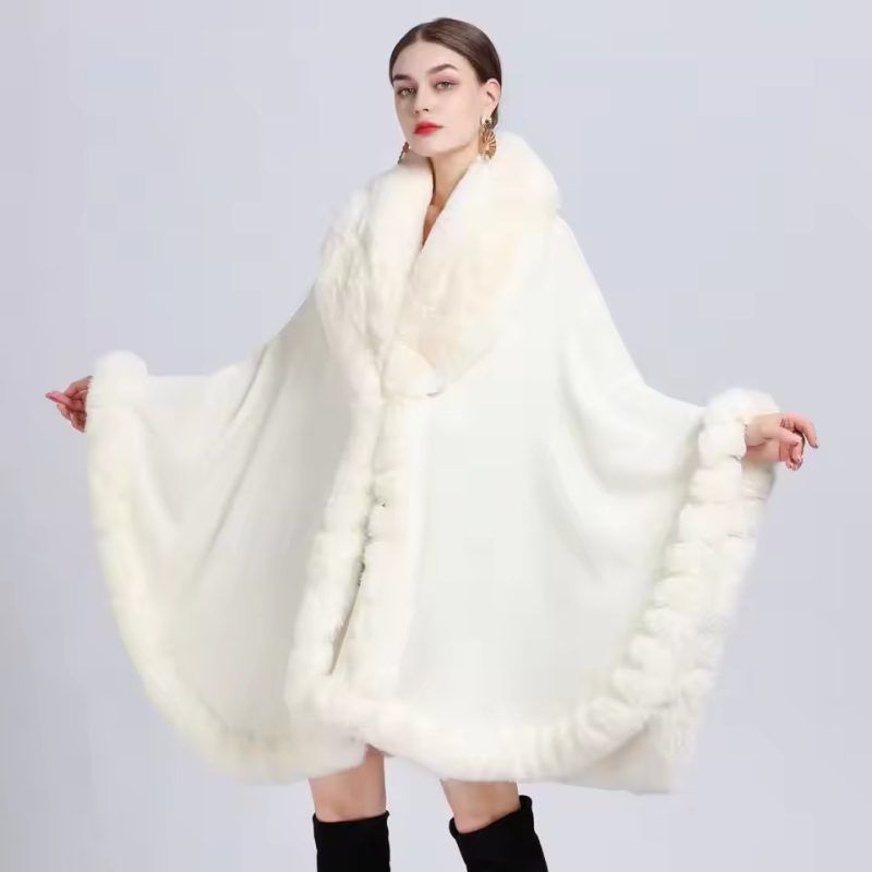 Classic Rex Rabbit Faux Fur Cashmere Feel Warm Wrap Shawl - Image 9