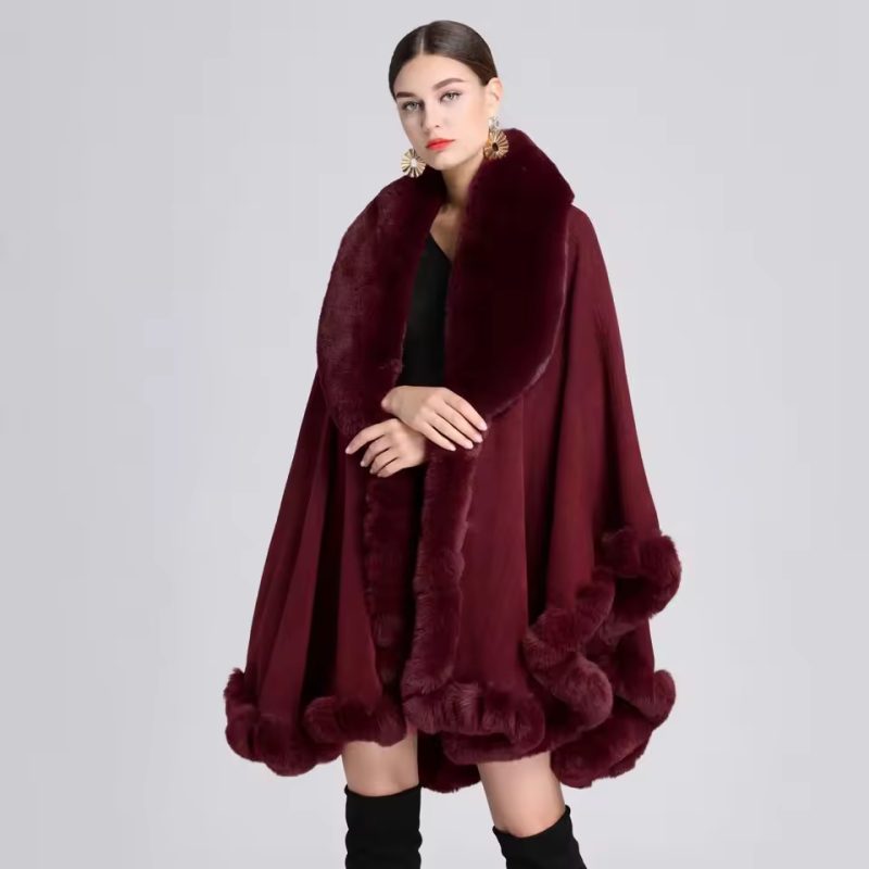 Classic Rex Rabbit Faux Fur Cashmere Feel Warm Wrap Shawl - Image 2