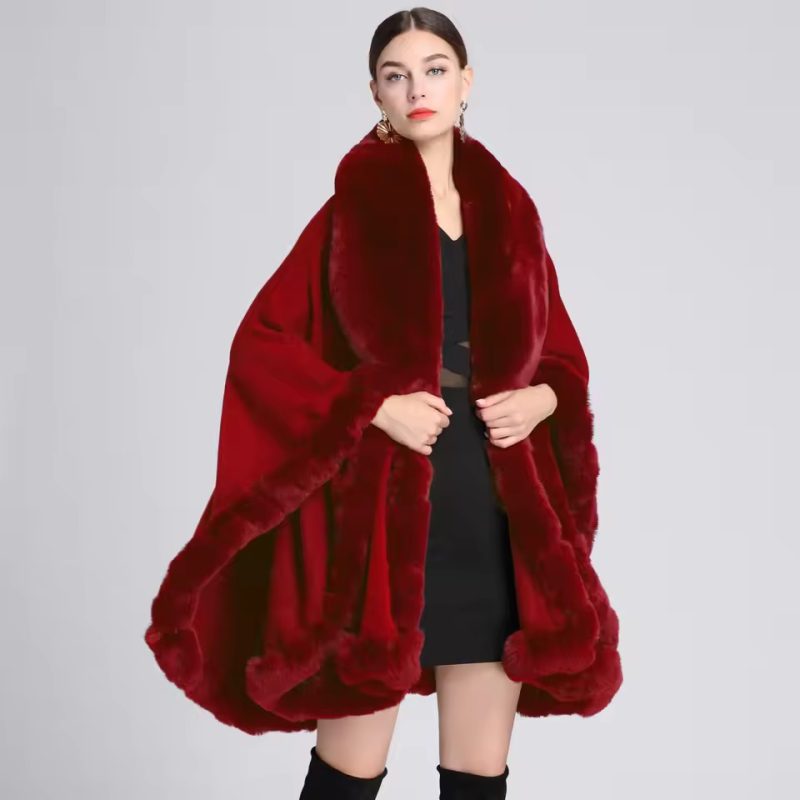 Classic Rex Rabbit Faux Fur Cashmere Feel Warm Wrap Shawl