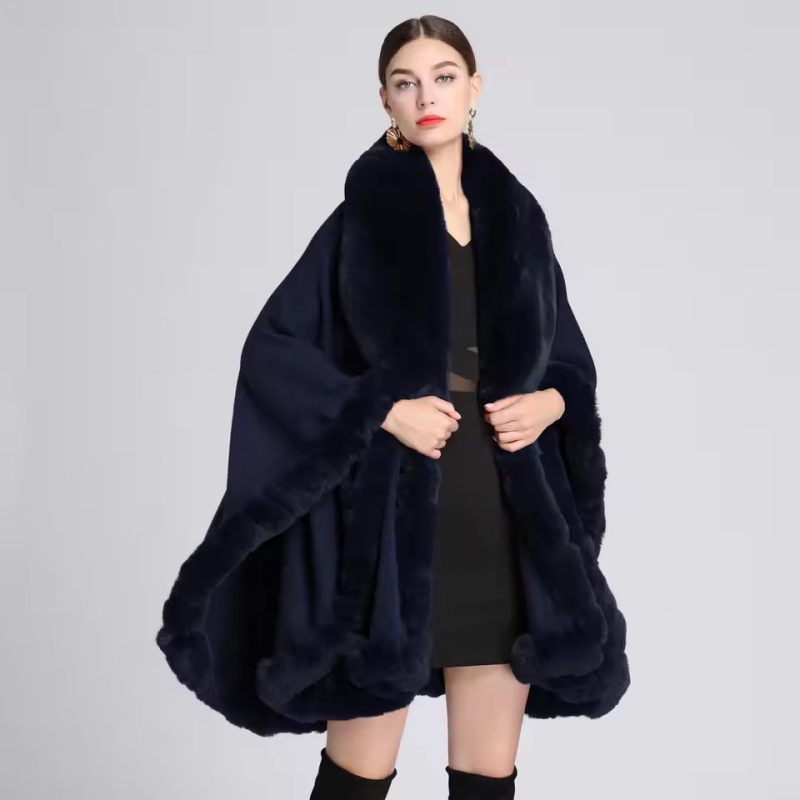 Classic Rex Rabbit Faux Fur Cashmere Feel Warm Wrap Shawl - Image 5