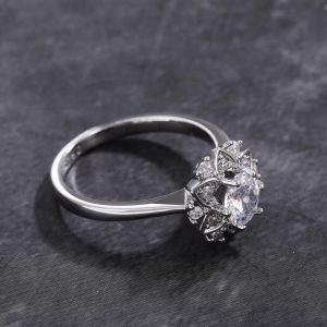 High Quality Shiny Crystal Zirconia Flower Designer Finger Ring - Image 5
