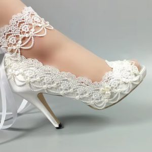 Lace-Up Peep Toe Open side fashion High heels platform shoes - Image 10