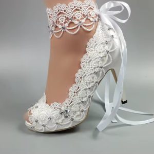 Lace-Up Peep Toe Open side fashion High heels platform shoes - Image 2