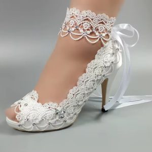 Lace-Up Peep Toe Open side fashion High heels platform shoes - Image 3