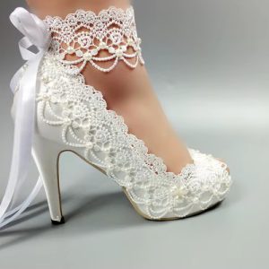 Lace-Up Peep Toe Open side fashion High heels platform shoes - Image 4