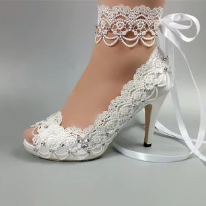 Lace-Up Peep Toe Open side fashion High heels platform shoes - Image 6