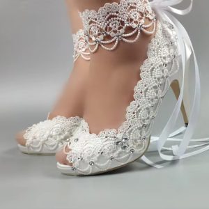 Lace-Up Peep Toe Open side fashion High heels platform shoes
