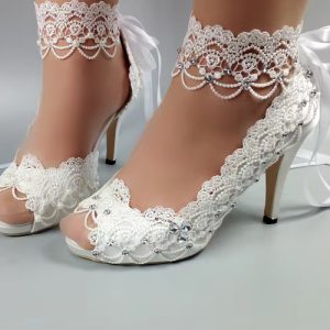 Lace-Up Peep Toe Open side fashion High heels platform shoes - Image 8