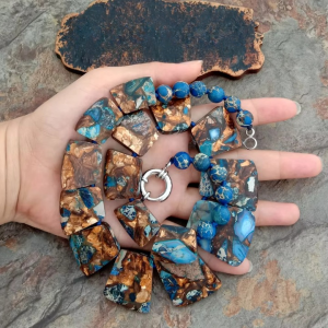 Sea Sediment Imperial Jasper Graduated Mixed Color Necklace - Image 2