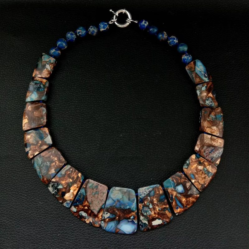 Sea Sediment Imperial Jasper Graduated Mixed Color Necklace - Image 3