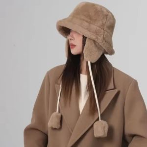 Bomber Warm Bucket Fur Cotton Fabric Ear Protection Cap - Image 3