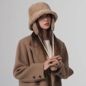 Bomber Warm Bucket Fur Cotton Fabric Ear Protection Cap - Image 2