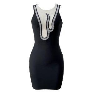 Diamonds Stretch sleeveless Evening Celebrity Cocktail Party Bandag Mini Dress - Image 4