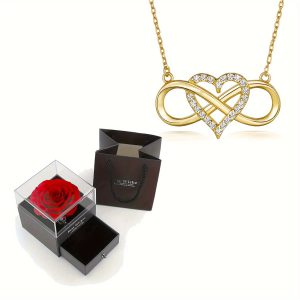 Elegant Infinity Heart Shape Pendant Necklace With Luxury Rose Gift Box - Image 4