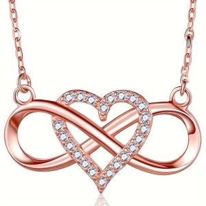 Elegant Infinity Heart Shape Pendant Necklace With Luxury Rose Gift Box - Image 2