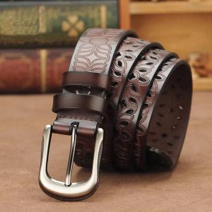 Second Layer Cowskin Genuine Leather Vintage Pin Buckle Strap Jeans Accessories - Image 2