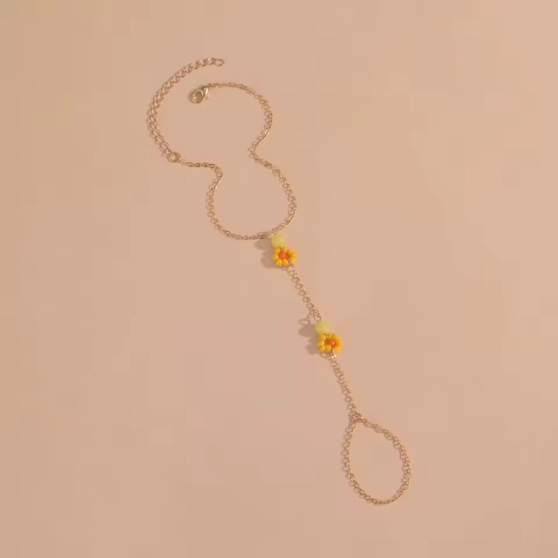 Bead Flower Metal Iron Alloy Finger Beach Anklet - Image 4