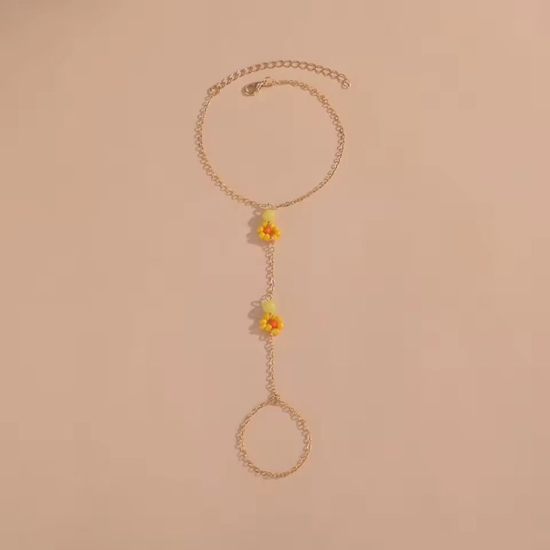 Bead Flower Metal Iron Alloy Finger Beach Anklet - Image 3
