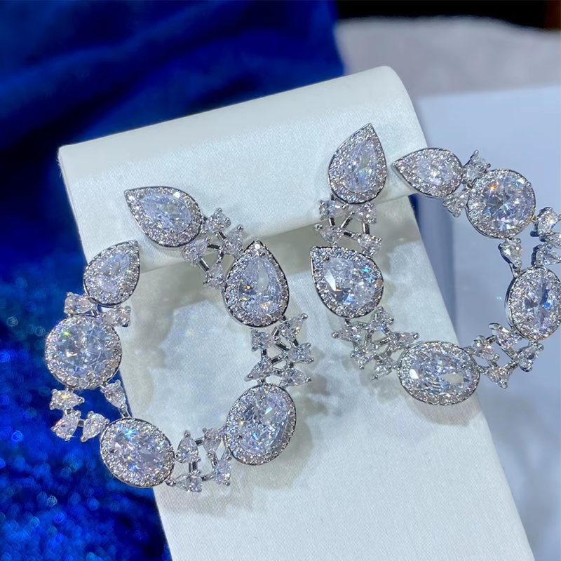 C Shape Cut from Different Specs of Cubic Zirconia Stud Earrings - Image 4