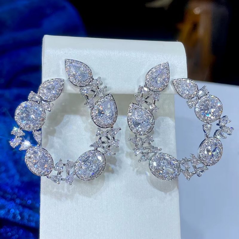 C Shape Cut from Different Specs of Cubic Zirconia Stud Earrings - Image 2