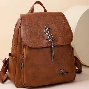 Casual School Book Large Capacity Shopping Travel Soft Leather Backpacks - Image 2