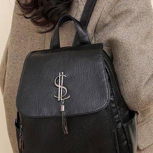 Casual School Book Large Capacity Shopping Travel Soft Leather Backpacks - Image 3