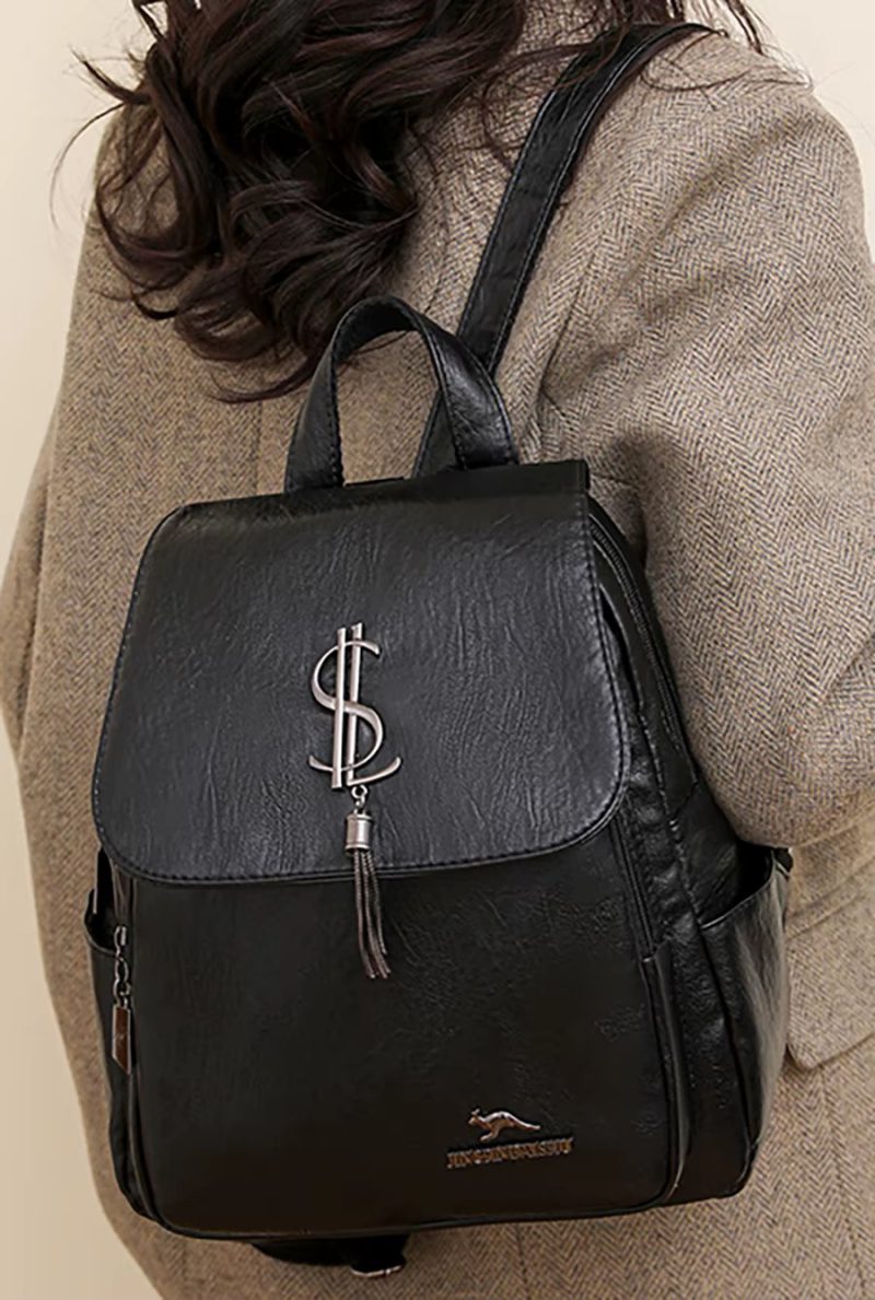 Casual School Book Large Capacity Shopping Travel Soft Leather Backpacks - Image 3