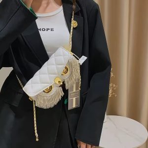 Cute Tassel Leather Animal Print Shoulder Crossbody Owl Bag - Image 5