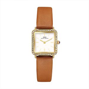 Elegant Diamond Leather Waterproof Square Luxury Wristwatch - Image 2