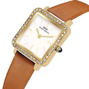 Elegant Diamond Leather Waterproof Square Luxury Wristwatch - Image 3