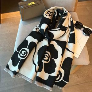 Elegant Flowers Soft Acrylic Cashmere Scarf Shawl Travel Cape - Image 3