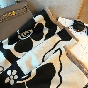 Elegant Flowers Soft Acrylic Cashmere Scarf Shawl Travel Cape - Image 4
