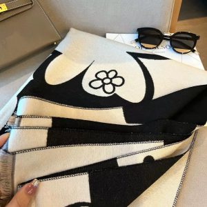 Elegant Flowers Soft Acrylic Cashmere Scarf Shawl Travel Cape - Image 5