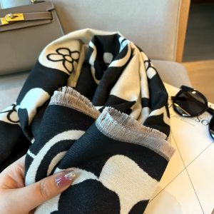 Elegant Flowers Soft Acrylic Cashmere Scarf Shawl Travel Cape - Image 6