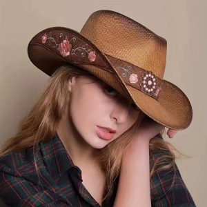 Ethnic Embroidered Flower Western Cowboy Dance Party Beach Hat - Image 4